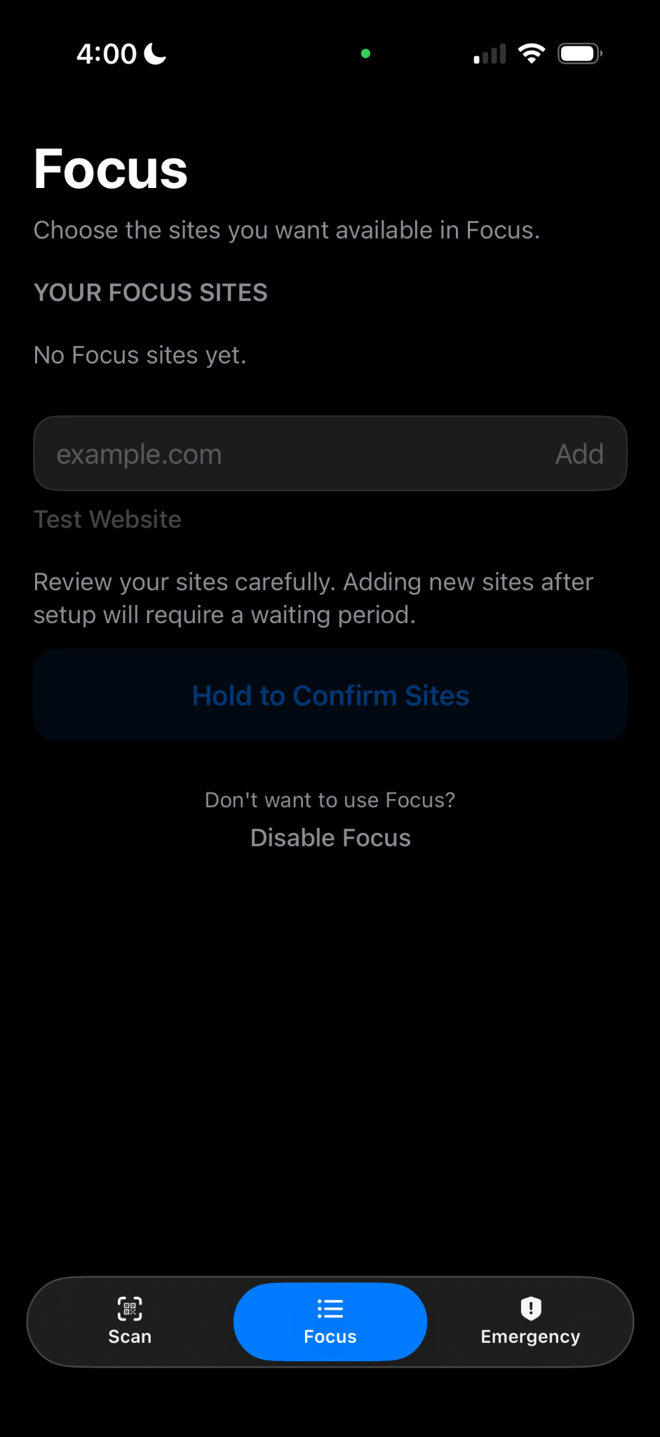Voyager Focus screen